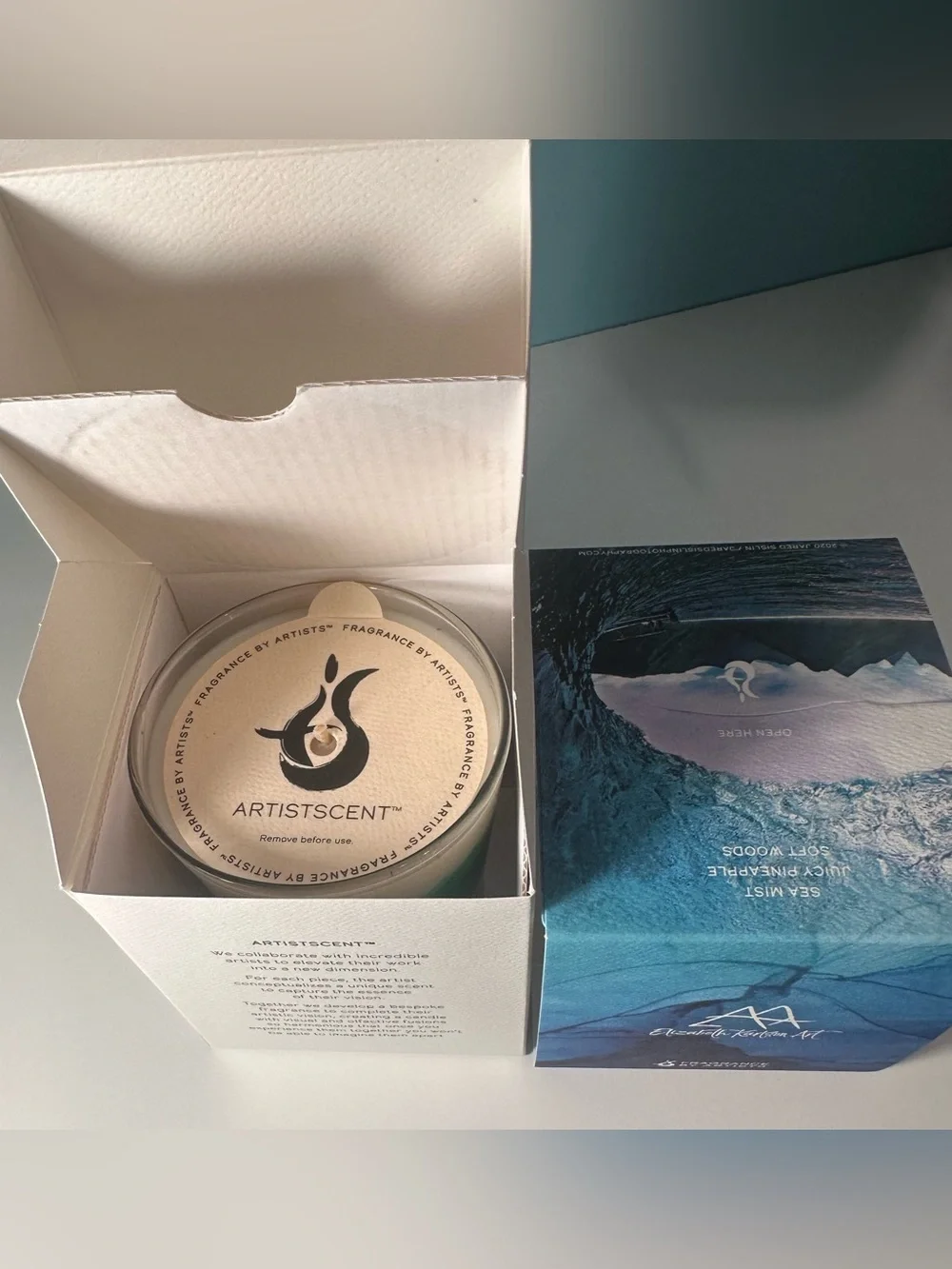 BNIB Bespoke Artistscent Luxury Art Soy Candle Polynesian Waves Reusable Glass